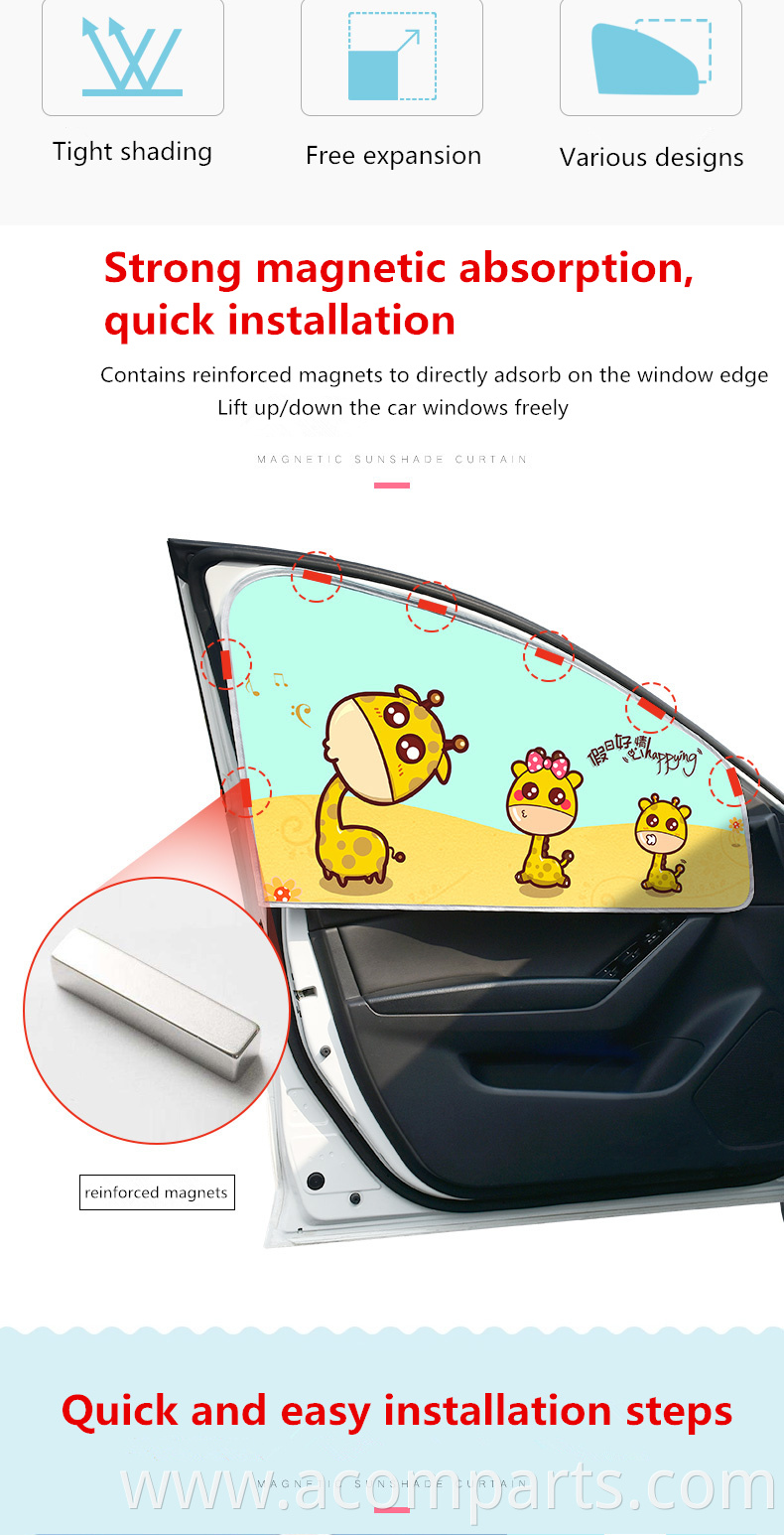 Front windshield rear window nylon curtains custom printed wireless car sunshade